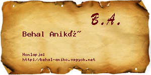 Behal Anikó névjegykártya